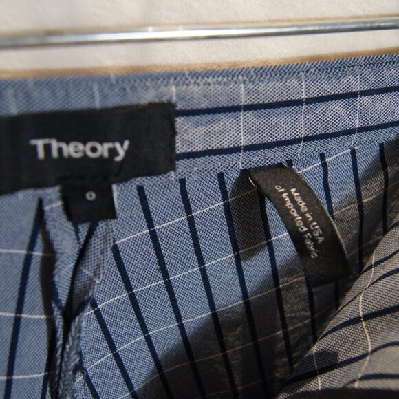 Theory Blue Pinstripe Straight Leg Pants Professional Work Wear - Picture 4 of 5